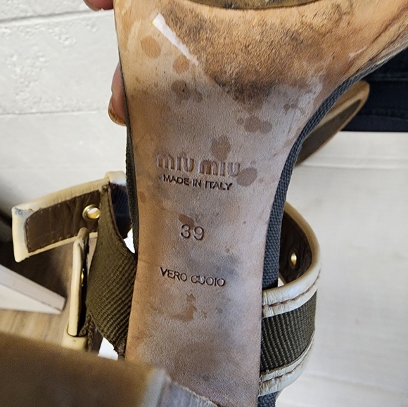 Miu Miu Green Canvas Ankle Strap Sandals Olive size 39 - Picture 3 of 16